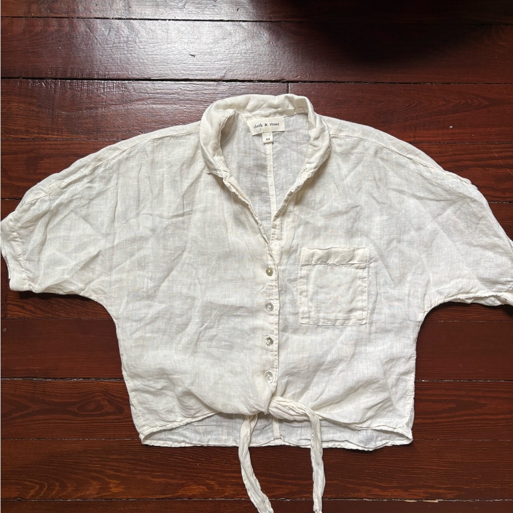 Anthropologie Linen crop top